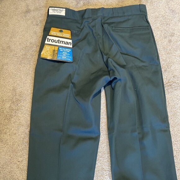Vintage 90s Troutman Work Pants Size 37X30 Hunter Green Workwear Made in USA NWT - Picture 9 of 11